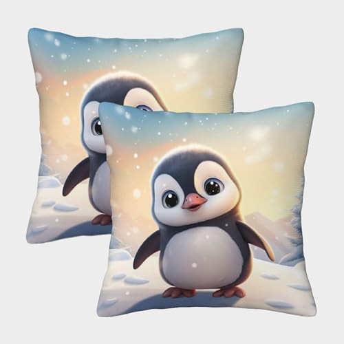 Süße Pinguine Kissenbezüge Für Kinderzimmer, Tier Kissenbezug, Passend Für Travel Essential Und Office Cushion, Leicht Zu Reinigen 40x40cm von LeHuaiMa