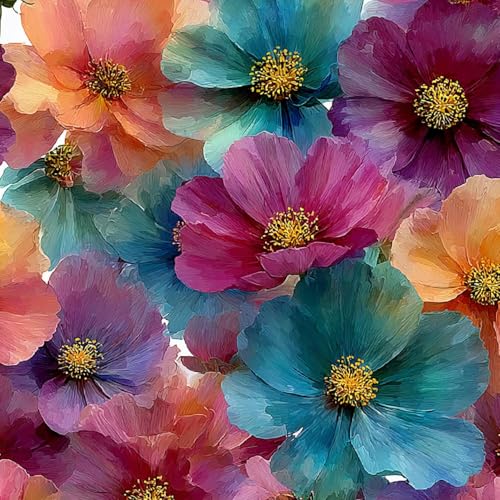 Fototapete Bunte Blumen 3D Wandtapete Selbstklebend Tapete 44x500 cm Rosa Mustertapete Wandtapete Wohnzimmer Schlafzimmer Wasserdicht Wallpaper Küche von LeIxIaO