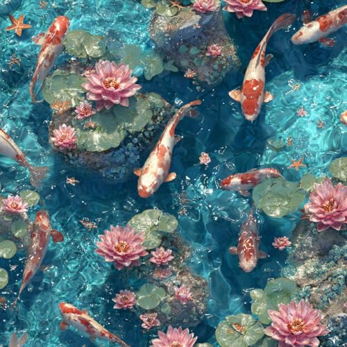 Fototapete Bunte Koi 3D Wandtapete Selbstklebend Tapete 44x300 cm Bunter Lotus Mustertapete Wandtapete Wohnzimmer Schlafzimmer Wasserdicht Wallpaper Küche Fototapete Bunte Koi 3D Wandtapete Selbstklebend Tapete 44x300 cm Bunter Lotus Mustertapete Wandtapete Wohnzimmer Schlafzimmer Wasserdicht Wallpaper Küche von LeIxIaO