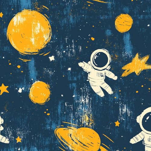 Fototapete Cartoon-Astronaut 3D Wandtapete Selbstklebend Tapete 44x200 cm Kawaii Sternenhimmel Mustertapete Wandtapete Wohnzimmer Schlafzimmer Wasserdicht Wallpaper Küche von LeIxIaO