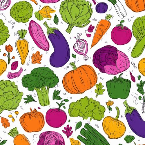 Fototapete Cartoon-Gemüse 3D Wandtapete Selbstklebend Tapete 44x1000 cm Kürbis Obst Mustertapete Wandtapete Wohnzimmer Schlafzimmer Wasserdicht Wallpaper Küche von LeIxIaO