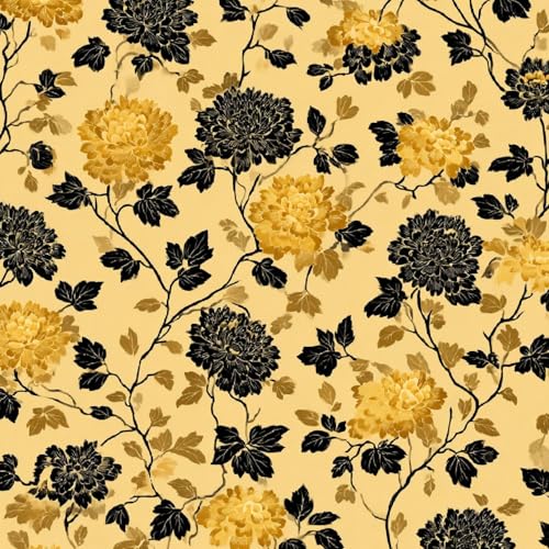Fototapete Chinesische Blumen 3D Wandtapete Selbstklebend Tapete 44x600 cm Retro, Gelb Mustertapete Wandtapete Wohnzimmer Schlafzimmer Wasserdicht Wallpaper Küche Fototapete Chinesische Blumen 3D Wandtapete Selbstklebend Tapete 44x600 cm Retro, Gelb Mustertapete Wandtapete Wohnzimmer Schlafzimmer Wasserdicht Wallpaper Küche von LeIxIaO