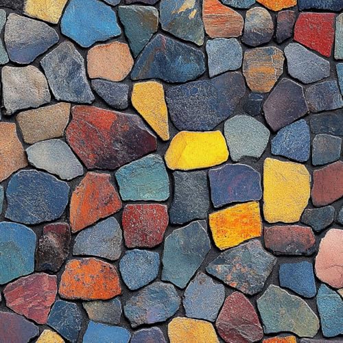 Fototapete Farbige Steine 3D Wandtapete Selbstklebend Tapete 44x300 cm Unregelmäßiges Mosaik Mustertapete Wandtapete Wohnzimmer Schlafzimmer Wasserdicht Wallpaper Küche von LeIxIaO