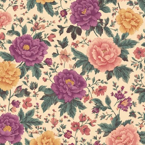 Fototapete Kawaii-Blumen 3D Wandtapete Selbstklebend Tapete 44x1000 cm Lila Mustertapete Wandtapete Wohnzimmer Schlafzimmer Wasserdicht Wallpaper Küche von LeIxIaO