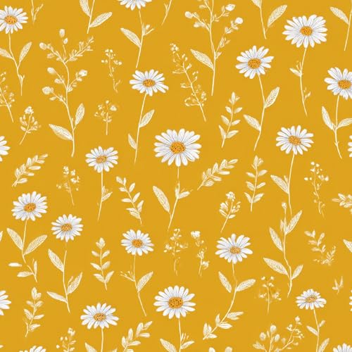 Fototapete Kleines Gelbes Gänseblümchen 3D Wandtapete Selbstklebend Tapete 44x1000 cm Kawaii-Blumen Mustertapete Wandtapete Wohnzimmer Schlafzimmer Wasserdicht Wallpaper Küche von LeIxIaO