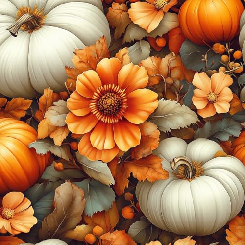 Fototapete Kürbis Chrysantheme 3D Wandtapete Selbstklebend Tapete 44x300 cm Retro Mustertapete Wandtapete Wohnzimmer Schlafzimmer Wasserdicht Wallpaper Küche von LeIxIaO