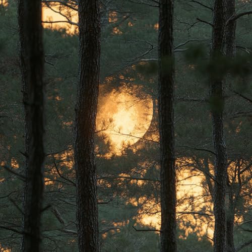 Fototapete Mondlicht Wald 3D Wandtapete Selbstklebend Tapete 44x600 cm Retro Landschaft Mustertapete Wandtapete Wohnzimmer Schlafzimmer Wasserdicht Wallpaper Küche von LeIxIaO