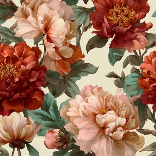 Fototapete Retro Blumen 3D Wandtapete Selbstklebend Tapete 44x1000 cm Rosa Mustertapete Wandtapete Wohnzimmer Schlafzimmer Wasserdicht Wallpaper Küche von LeIxIaO