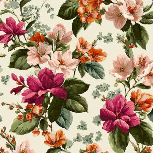 Fototapete Retro Blumen 3D Wandtapete Selbstklebend Tapete 44x600 cm Rosa Mustertapete Wandtapete Wohnzimmer Schlafzimmer Wasserdicht Wallpaper Küche von LeIxIaO