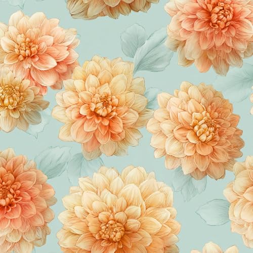 Fototapete Retro-Chrysantheme 3D Wandtapete Selbstklebend Tapete 44x200 cm Kawaii Mustertapete Wandtapete Wohnzimmer Schlafzimmer Wasserdicht Wallpaper Küche von LeIxIaO