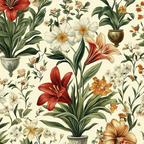 Fototapete Retro-Lilie 3D Wandtapete Selbstklebend Tapete 44x1000 cm Pflanzen Kunst Mustertapete Wandtapete Wohnzimmer Schlafzimmer Wasserdicht Wallpaper Küche Fototapete Retro-Lilie 3D Wandtapete Selbstklebend Tapete 44x1000 cm Pflanzen Kunst Mustertapete Wandtapete Wohnzimmer Schlafzimmer Wasserdicht Wallpaper Küche von LeIxIaO