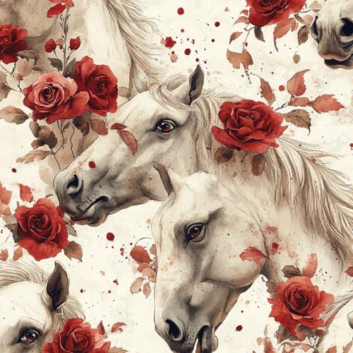 Fototapete Retro-Pferd 3D Wandtapete Selbstklebend Tapete 44x200 cm Blume Mustertapete Wandtapete Wohnzimmer Schlafzimmer Wasserdicht Wallpaper Küche von LeIxIaO