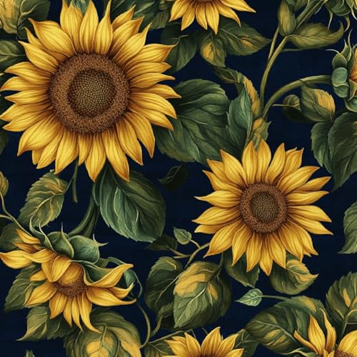 Fototapete Retro Sonnenblumen 3D Wandtapete Selbstklebend Tapete 44x1000 cm Blumen Pflanzen Mustertapete Wandtapete Wohnzimmer Schlafzimmer Wasserdicht Wallpaper Küche von LeIxIaO