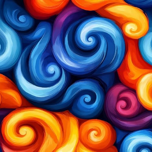 Tapete Selbstklebende Fototapete Wandpapier 44x1000 cm Bunte Wirbel Dekorfolie Möbelfolie Klebefolie Graffiti Linien Kinderzimmer Mustertapete Klebetapete Wasserdicht von LeIxIaO