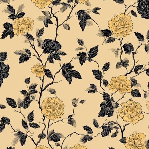 Tapete Selbstklebende Fototapete Wandpapier 44x1000 cm Chinesische Blumen Dekorfolie Möbelfolie Klebefolie Retro, Gelb Kinderzimmer Mustertapete Klebetapete Wasserdicht Tapete Selbstklebende Fototapete Wandpapier 44x1000 cm Chinesische Blumen Dekorfolie Möbelfolie Klebefolie Retro, Gelb Kinderzimmer Mustertapete Klebetapete Wasserdicht von LeIxIaO