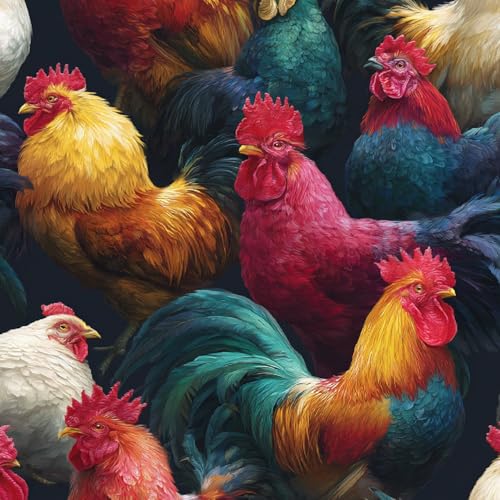 Tapete Selbstklebende Fototapete Wandpapier 44x1000 cm Farbe Huhn Dekorfolie Möbelfolie Klebefolie Kawaii Tiere Kinderzimmer Mustertapete Klebetapete Wasserdicht von LeIxIaO