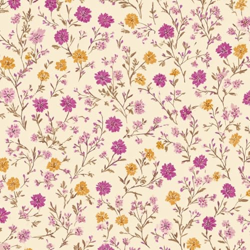 Tapete Selbstklebende Fototapete Wandpapier 44x1000 cm Kawaii-Blumen Dekorfolie Möbelfolie Klebefolie Lila Kinderzimmer Mustertapete Klebetapete Wasserdicht von LeIxIaO