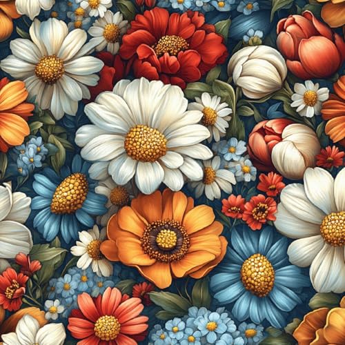 Tapete Selbstklebende Fototapete Wandpapier 44x200 cm Bunte Blumen Dekorfolie Möbelfolie Klebefolie Retro Kinderzimmer Mustertapete Klebetapete Wasserdicht von LeIxIaO