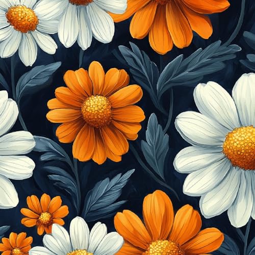 Tapete Selbstklebende Fototapete Wandpapier 44x200 cm Cartoon-Chrysantheme Dekorfolie Möbelfolie Klebefolie Anlage Kinderzimmer Mustertapete Klebetapete Wasserdicht von LeIxIaO