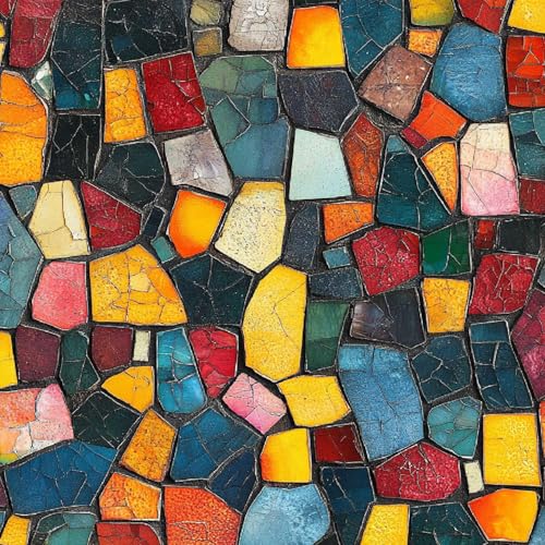 Tapete Selbstklebende Fototapete Wandpapier 44x200 cm Farbmosaik Dekorfolie Möbelfolie Klebefolie Kunst Kinderzimmer Mustertapete Klebetapete Wasserdicht von LeIxIaO