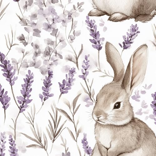 Tapete Selbstklebende Fototapete Wandpapier 44x200 cm Kawaii-Kaninchen Dekorfolie Möbelfolie Klebefolie Lavendel Kinderzimmer Mustertapete Klebetapete Wasserdicht von LeIxIaO