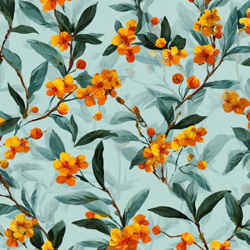 Tapete Selbstklebende Fototapete Wandpapier 44x200 cm Ringelblume Dekorfolie Möbelfolie Klebefolie Gelb Blume Kinderzimmer Mustertapete Klebetapete Wasserdicht von LeIxIaO