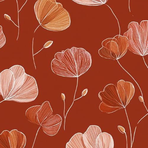 Tapete Selbstklebende Fototapete Wandpapier 44x200 cm Rotes Gänseblümchen Dekorfolie Möbelfolie Klebefolie Kawaii-Blumen Kinderzimmer Mustertapete Klebetapete Wasserdicht von LeIxIaO