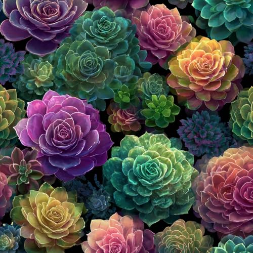 Tapete Selbstklebende Fototapete Wandpapier 44x200 cm Sukkulenten Dekorfolie Möbelfolie Klebefolie Bunte Blumen Kinderzimmer Mustertapete Klebetapete Wasserdicht von LeIxIaO