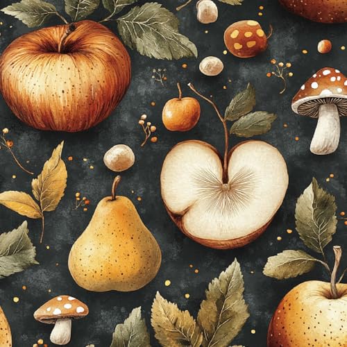 Tapete Selbstklebende Fototapete Wandpapier 44x300 cm Cartoon-Obst Dekorfolie Möbelfolie Klebefolie Kawaii-Pilz Kinderzimmer Mustertapete Klebetapete Wasserdicht von LeIxIaO