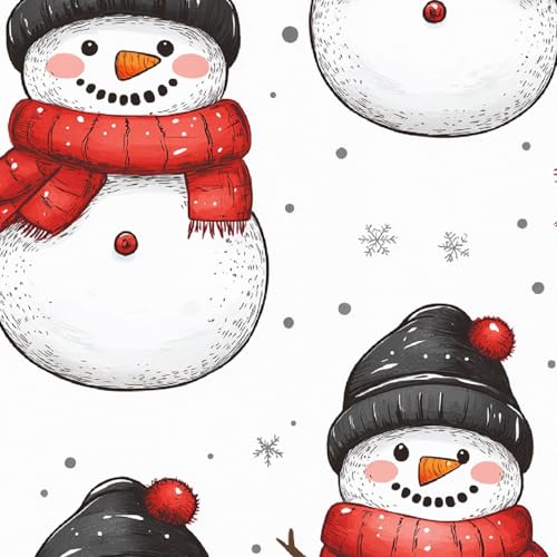Tapete Selbstklebende Fototapete Wandpapier 44x300 cm Cartoon-Schneemann Dekorfolie Möbelfolie Klebefolie Winter Kinderzimmer Mustertapete Klebetapete Wasserdicht von LeIxIaO