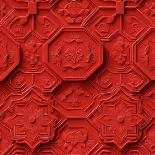 Tapete Selbstklebende Fototapete Wandpapier 44x300 cm Retro Blumen Dekorfolie Möbelfolie Klebefolie Kunst Rot Kinderzimmer Mustertapete Klebetapete Wasserdicht von LeIxIaO