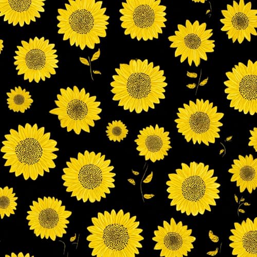 Tapete Selbstklebende Fototapete Wandpapier 44x300 cm Retro Sonnenblume Dekorfolie Möbelfolie Klebefolie Gelbe Blumen Kinderzimmer Mustertapete Klebetapete Wasserdicht von LeIxIaO
