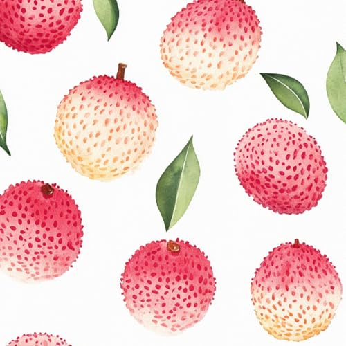Tapete Selbstklebende Fototapete Wandpapier 44x300 cm Rosa Litschi Dekorfolie Möbelfolie Klebefolie Süß Obst Kinderzimmer Mustertapete Klebetapete Wasserdicht von LeIxIaO