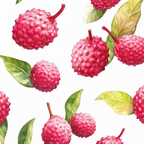 Tapete Selbstklebende Fototapete Wandpapier 44x300 cm Rosa Litschi Dekorfolie Möbelfolie Klebefolie Süß Obst Kinderzimmer Mustertapete Klebetapete Wasserdicht von LeIxIaO