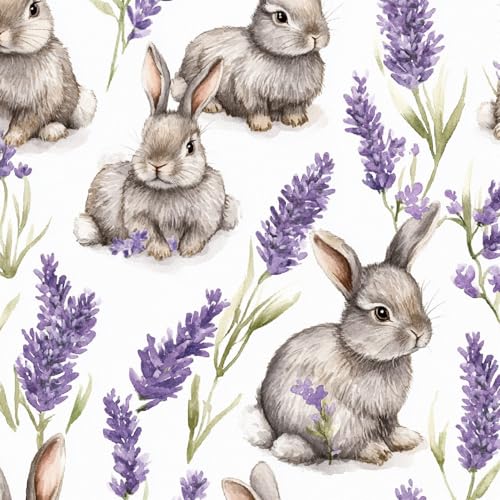 Tapete Selbstklebende Fototapete Wandpapier 44x500 cm Kawaii-Kaninchen Dekorfolie Möbelfolie Klebefolie Lavendel Kinderzimmer Mustertapete Klebetapete Wasserdicht von LeIxIaO