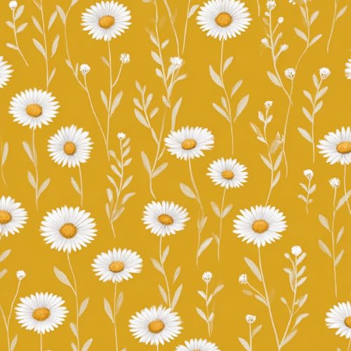 Tapete Selbstklebende Fototapete Wandpapier 44x500 cm Kleines Gelbes Gänseblümchen Dekorfolie Möbelfolie Klebefolie Kawaii-Blumen Kinderzimmer Mustertapete Klebetapete Wasserdicht von LeIxIaO