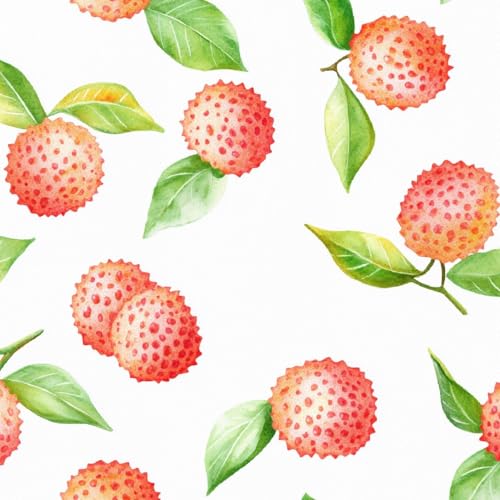 Tapete Selbstklebende Fototapete Wandpapier 44x500 cm Rosa Litschi Dekorfolie Möbelfolie Klebefolie Süß Obst Kinderzimmer Mustertapete Klebetapete Wasserdicht von LeIxIaO