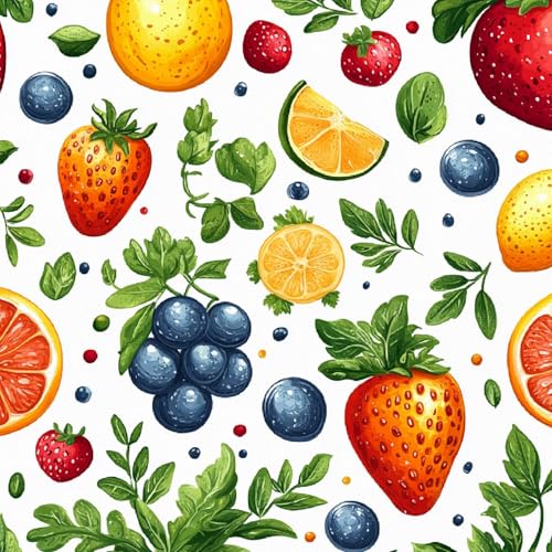 Tapete Selbstklebende Fototapete Wandpapier 44x600 cm Cartoon-Gemüse Dekorfolie Möbelfolie Klebefolie Kürbis Obst Kinderzimmer Mustertapete Klebetapete Wasserdicht von LeIxIaO