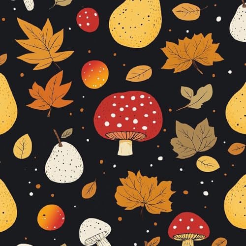 Tapete Selbstklebende Fototapete Wandpapier 44x600 cm Cartoon-Obst Dekorfolie Möbelfolie Klebefolie Kawaii-Pilz Kinderzimmer Mustertapete Klebetapete Wasserdicht von LeIxIaO