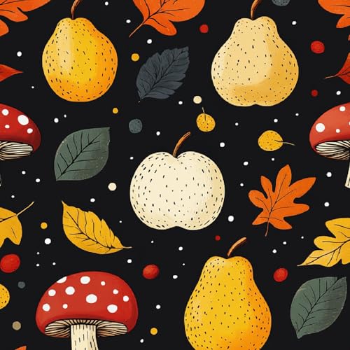 Tapete Selbstklebende Fototapete Wandpapier 44x600 cm Cartoon-Obst Dekorfolie Möbelfolie Klebefolie Kawaii-Pilz Kinderzimmer Mustertapete Klebetapete Wasserdicht von LeIxIaO