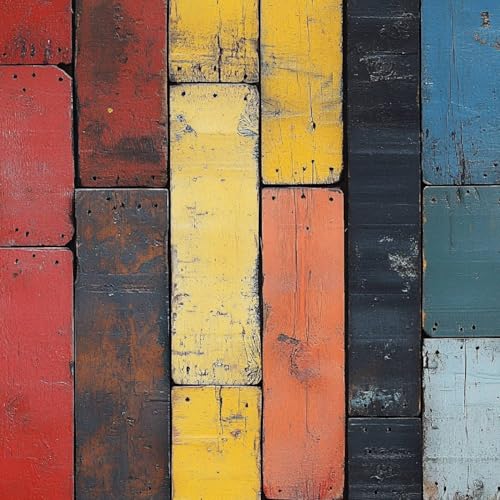 Tapete Selbstklebende Fototapete Wandpapier 44x600 cm Farbige Holzwand Dekorfolie Möbelfolie Klebefolie Retro Literarisch Kinderzimmer Mustertapete Klebetapete Wasserdicht von LeIxIaO