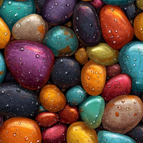 Tapete Selbstklebende Fototapete Wandpapier 44x600 cm Farbige Steine Dekorfolie Möbelfolie Klebefolie Kunst, Cartoon Kinderzimmer Mustertapete Klebetapete Wasserdicht von LeIxIaO