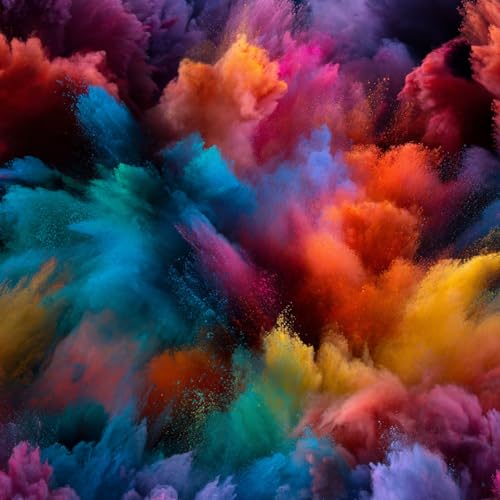 Tapete Selbstklebende Fototapete Wandpapier 44x600 cm Feuerwerk Explosion Dekorfolie Möbelfolie Klebefolie Farbiges Pulver Kinderzimmer Mustertapete Klebetapete Wasserdicht von LeIxIaO