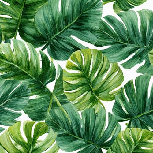 Tapete Selbstklebende Fototapete Wandpapier 44x600 cm Monstera Dekorfolie Möbelfolie Klebefolie Tropische Pflanzen Kinderzimmer Mustertapete Klebetapete Wasserdicht von LeIxIaO