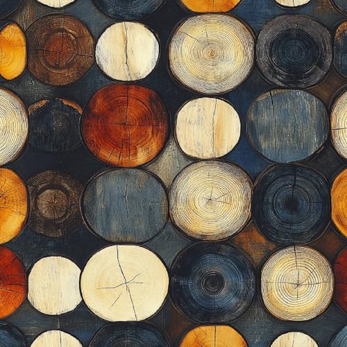 Tapete Selbstklebende Fototapete Wandpapier 44x600 cm Retro Holzpfähle Dekorfolie Möbelfolie Klebefolie Jahresringe Holzmaserung Kinderzimmer Mustertapete Klebetapete Wasserdicht von LeIxIaO
