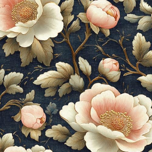 Tapete Selbstklebende Fototapete Wandpapier 44x600 cm Retro-Pfingstrose Dekorfolie Möbelfolie Klebefolie Blumen Kinderzimmer Mustertapete Klebetapete Wasserdicht von LeIxIaO