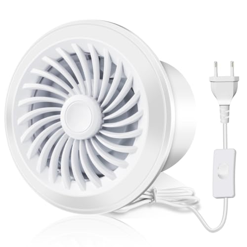 Badlüfter 100mm mit Schalter, 4 Zoll Lüfter Abluftventilator Leise mit Rückstauklappe, 20W Wandventilator Fenster Ventilator zur Entfeuchtung und Belüftung für Bad Küche Badezimmer Dusche WC von LeKaufen