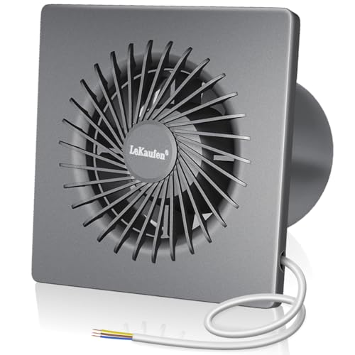 LeKaufen Badlüfter 100mm Schwarz WC Lüfter mit Rückstauklappe, Lüfter 100mm Abluftventilator Fenster Ventilator zur Entfeuchtung und Belüftung, 150 M³/Std. Keines Geräusch für Küchen Badezimmer Grau von LeKaufen