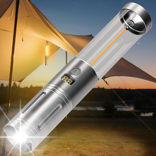 LeKaufen Taschenlampe LED Aufladbar mit Campinglampe, 2in1 Taschenlampe Extrem Hell 6000 Lumen Campinglicht, Zoombar, 6 Lichtmodi, Dimmbar, Wasserdichte Zeltlampe für Camping, Outdoor, Notfälle von LeKaufen