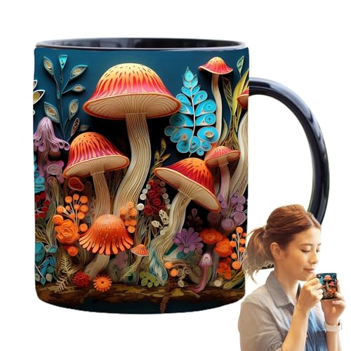 3D Magic Mushrooms Mug, 3D-Pilz-Tassen, 3D-Zauberpilze-Tasse, Keramik-Kaffeetassen, Neuheits-Getränkebecher, eleganter 3D-Pilz-Teebecher, Wasserbecher, für Weihnachtsgeburtstagsgeschenke von LeKing